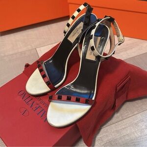 Valentino Garavani Red and Cream Heels